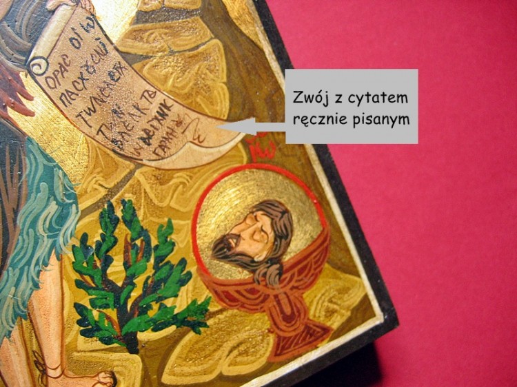 Ikona Jan Chrzciciel z zwojem - Anioł pustyni (16x20 cm)